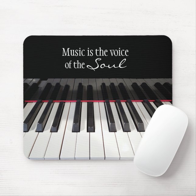 Music Quote on Piano Keyboard Mouse Pad (With Mouse)