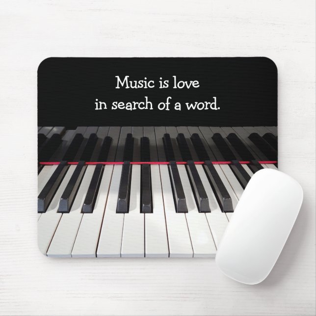 Music Quote on Piano Keyboard Mouse Pad (With Mouse)