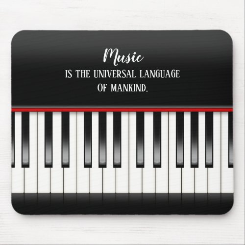 Music Quote on Piano Keyboard Mouse Pad