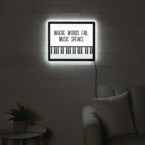 Music Quote With Piano Keyboard LED Sign