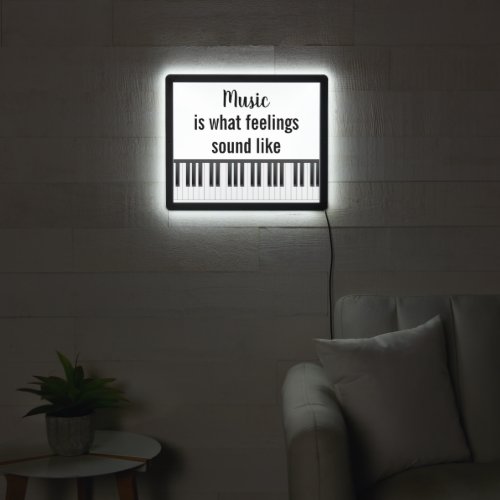 Music Quote With Piano Keyboard LED Sign