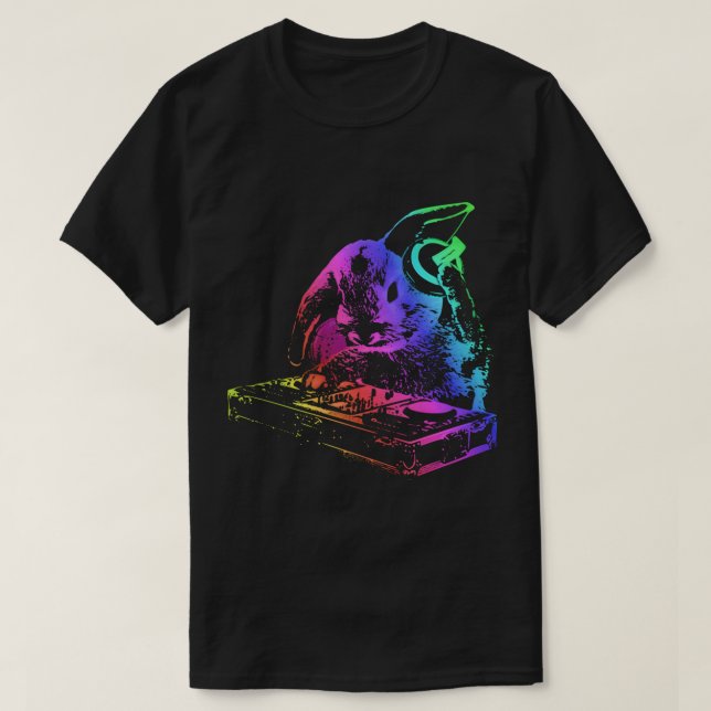 Music Rabbit - Cool, Funny DJ Bunny Animal Essenti T-Shirt (Design Front)
