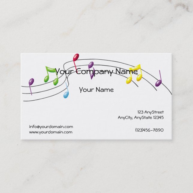 Music Rainbow Staff on White Background Business Card (Front)