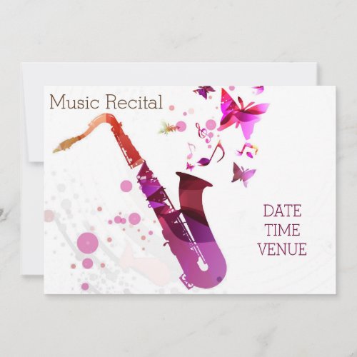 Music recital cute saxophone concert performance invitation