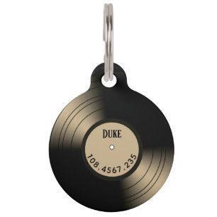 Music Record Album Novelty Pets ID Number and Name Pet ID Tag
