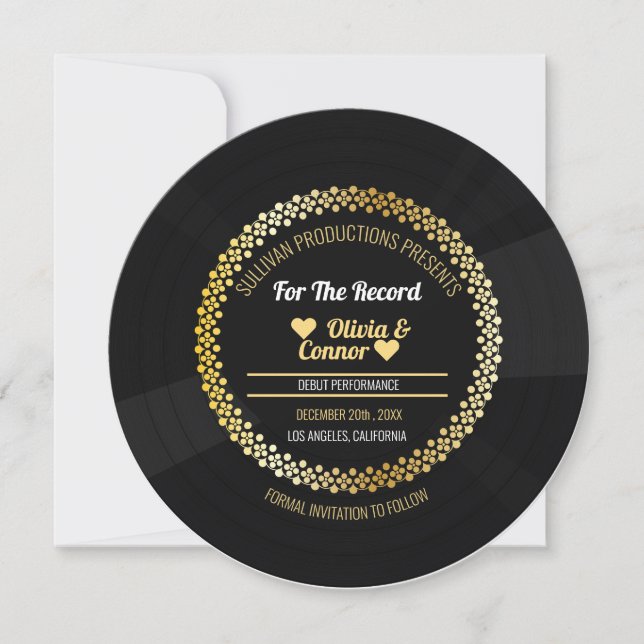 Music Record | Fun Wedding  Save The Date (Front)