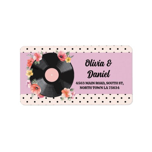 Music Record Wedding Floral 1950s Address Labels