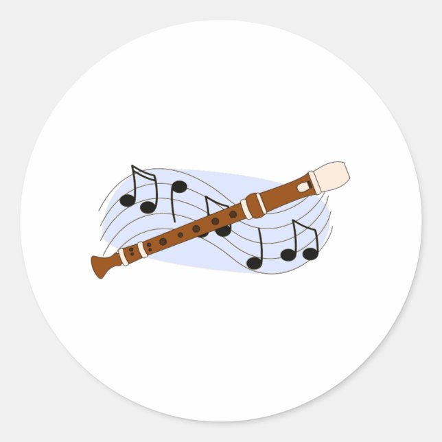 Music Recorder Instrument Classic Round Sticker (Front)