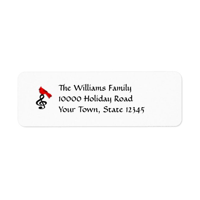 Music & Red Bird Return Address Labels (Front)