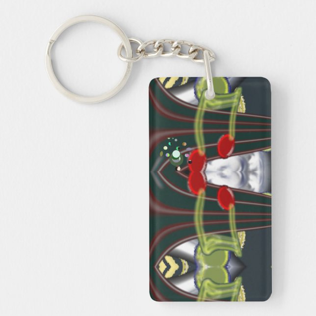 Music Red Eighth  Notes Keychain (Front)