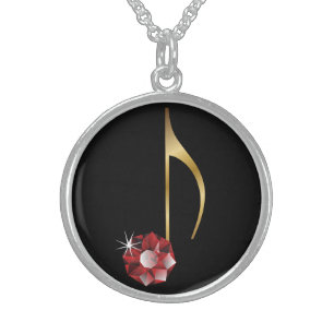 Music Red Jewel Necklace - Quaver - Eighth Note