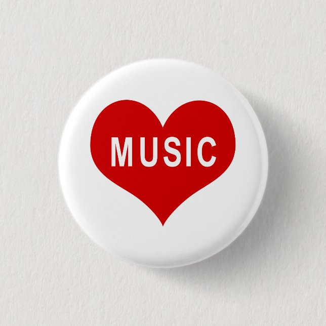 MUSIC Red Love Heart Button (Front)