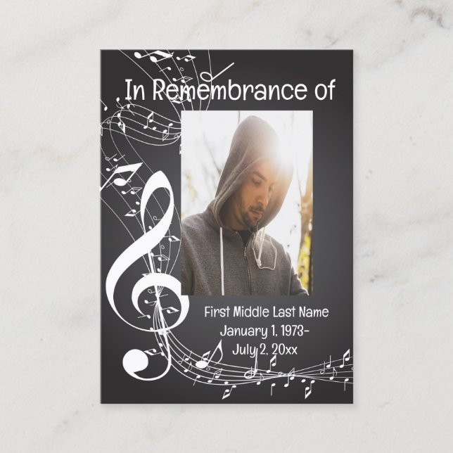 Music Remembrance Pocket Wallet Keepsake Business Card (Front)