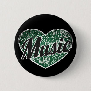 Music Retro Heart Blackboard Love Button