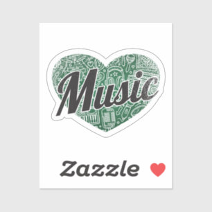 Music Retro Heart Blackboard Love Sticker