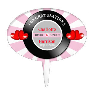 Music Retro Vinyl Record Wedding Cake Topper