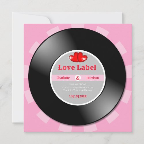 Music Retro Vinyl Record Wedding Invitation