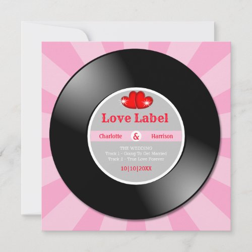 Music Retro Vinyl Record Wedding Invitation