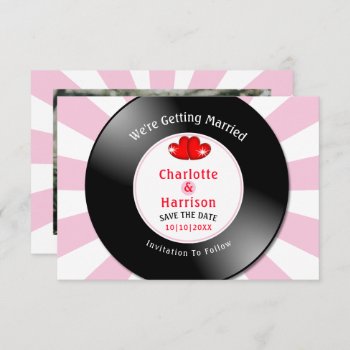 Music Retro Vinyl Record Wedding Photo Save The Date by WeddingPapersStore at Zazzle