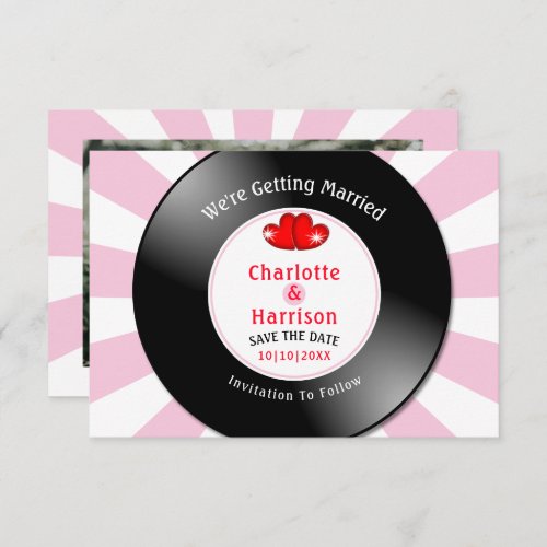 Music Retro Vinyl Record Wedding Photo Save The Date