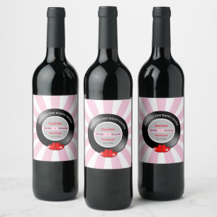Music Retro Vinyl Record Wedding Wine Label