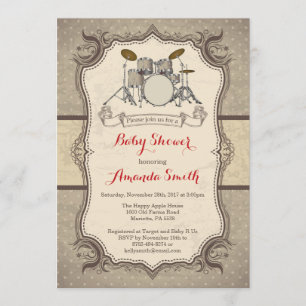 Music Rock Star Drum Baby Shower Invitation