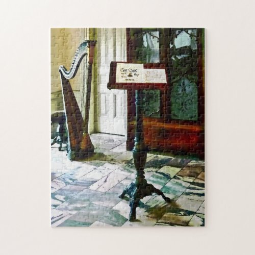Music Room With Harp Jigsaw Puzzle
