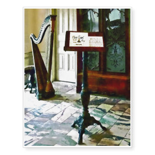 Music Room With Harp Temporary Tattoos