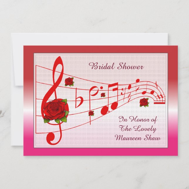 Music Roses Bridal Shower Invitation (Front)