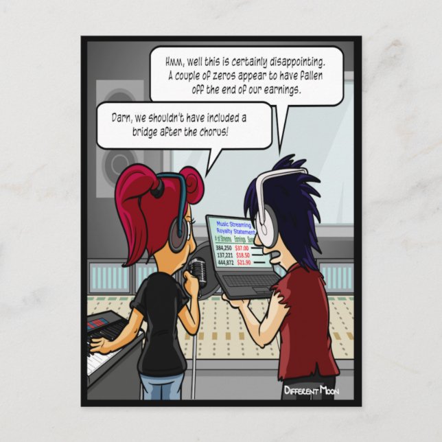 Music Royalties Funny Postcard (Front)