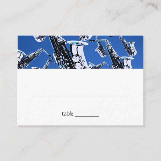 Music Saxophone Bar Mitzvah Seating Card (Front)