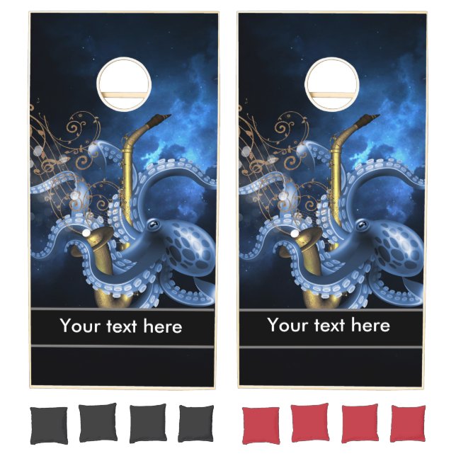 Music saxophone with octopus cornhole set (Set)
