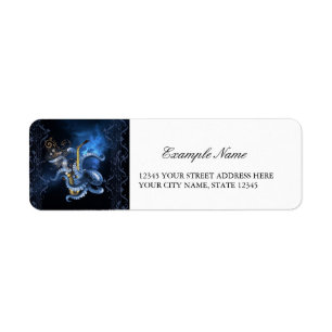 Music saxophone with octopus label