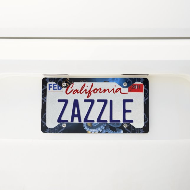 Music saxophone with octopus license plate frame (On Car)