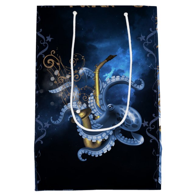 Music saxophone with octopus medium gift bag (Back)