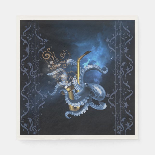 Music saxophone with octopus napkins (Front)