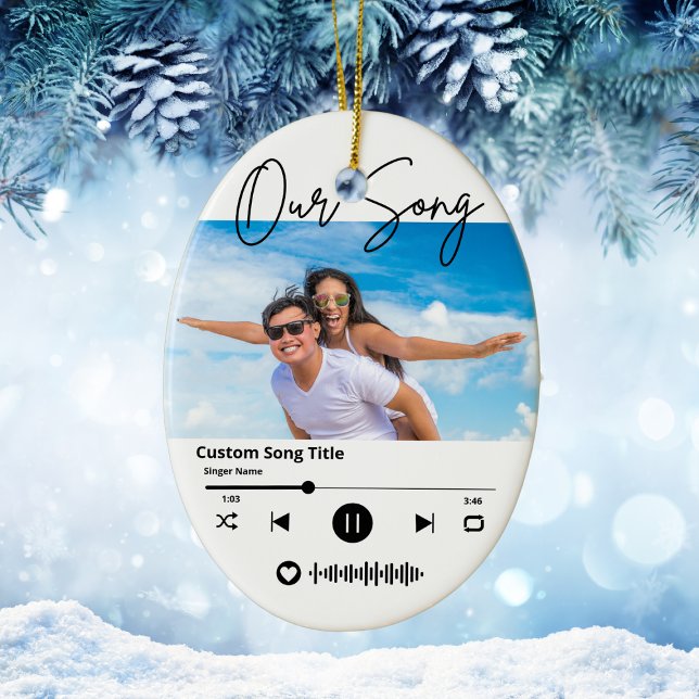 Music Scannable Code Our Song Couple Christmas Ceramic Ornament (Music Scannable Code Our Song Couple Christmas Ceramic Ornament
)