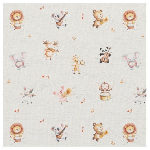 Music school animals musicians cute nursery decor fabric