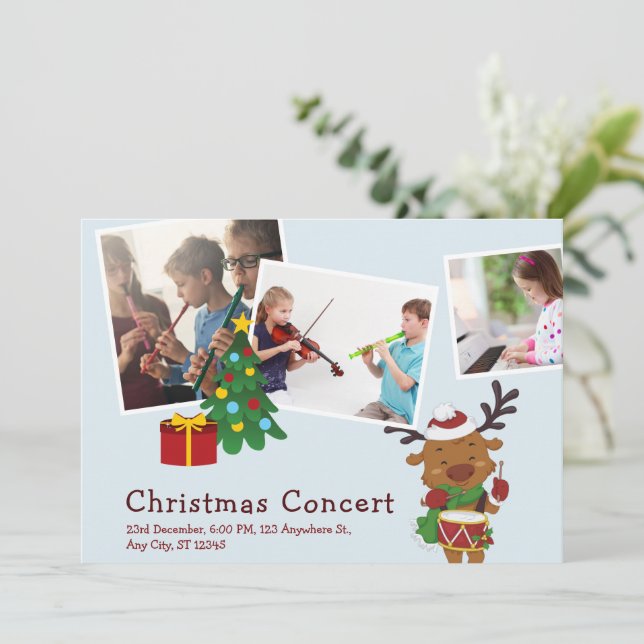 Music School Students Christmas Concert Collage Invitation (Standing Front)