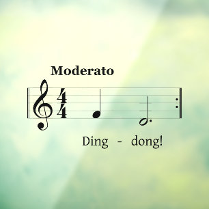 Music Score for Doorbell Sound Humorous Welcome Window Cling