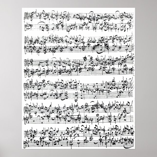 Music Score of Johann Sebastian Bach Poster (Front)