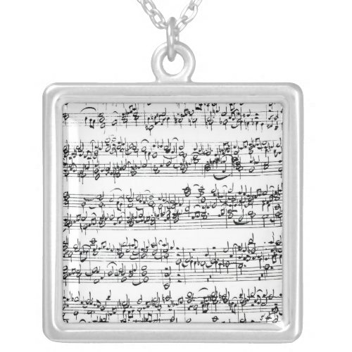 Music Score of Johann Sebastian Bach Silver Plated Necklace
