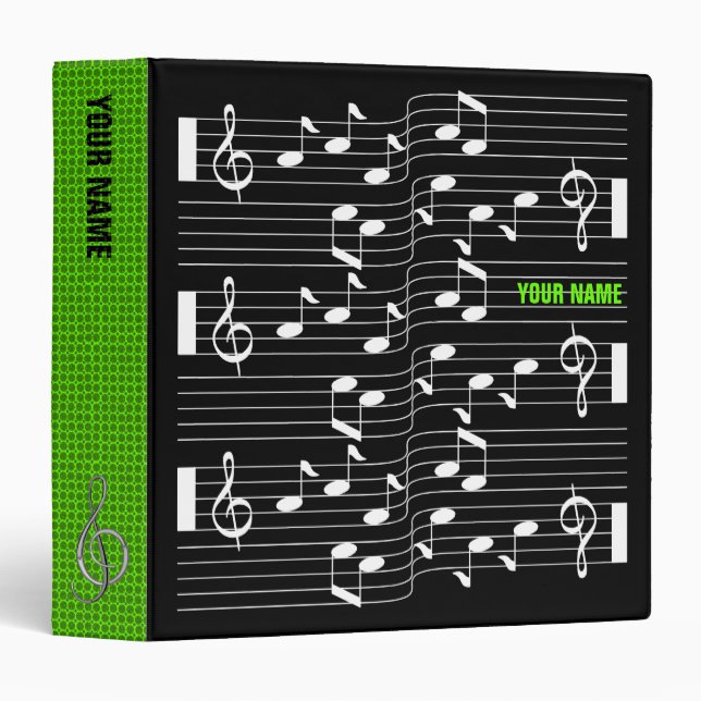 Music Scores Note Sheet Black Binder Green Spine (Front/Spine)