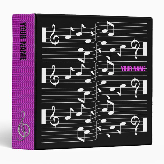 Music Scores Note Sheet Black Binder Pink Spine (Front/Spine)