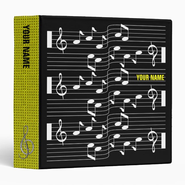 Music Scores Note Sheet Black Binder Yellow Spine (Front/Spine)