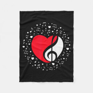 Music Shape Heart For Musician Valentines Gift Fleece Blanket