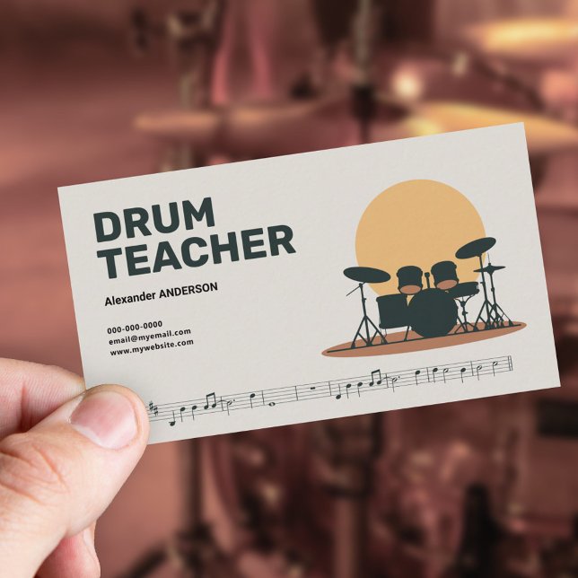 Music Sheet - Drum teacher Business Card (Music Sheet - Drum teacher Business Card)