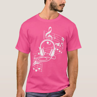 Music Sheet Headphones Clef Musical Notes Musician T-Shirt