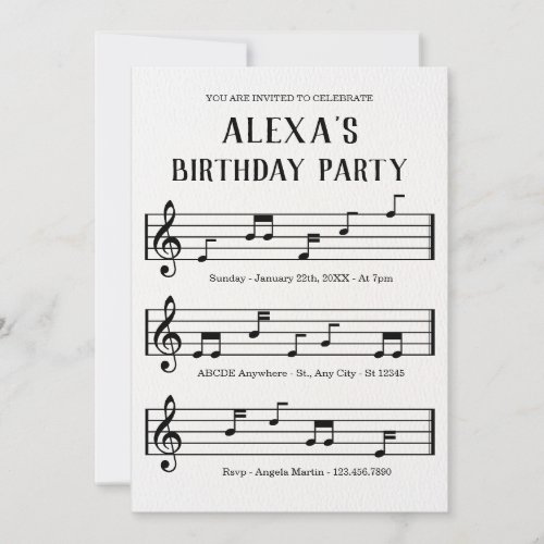 Music sheet notes invitation