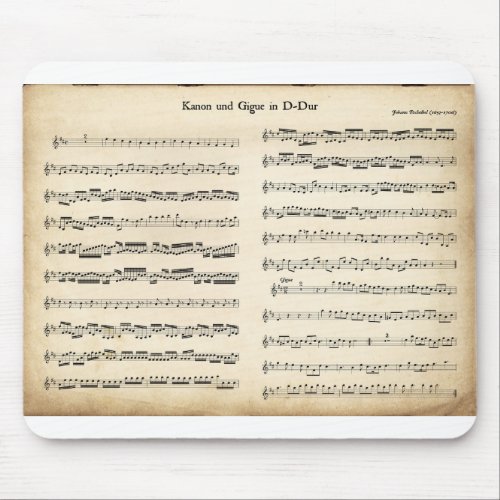 Music sheet old Pachelbel Kanon und Gigue in D Dur Mouse Pad